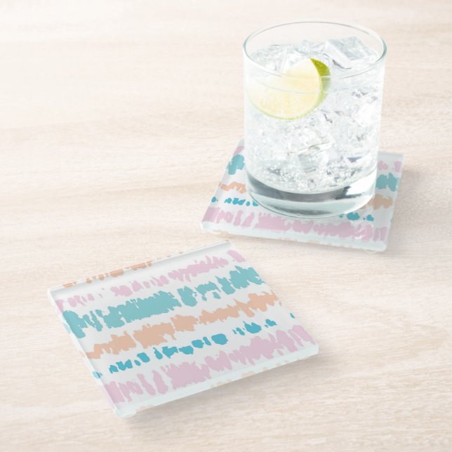 Pastel Batik Pattern Glass Coaster (Angled)