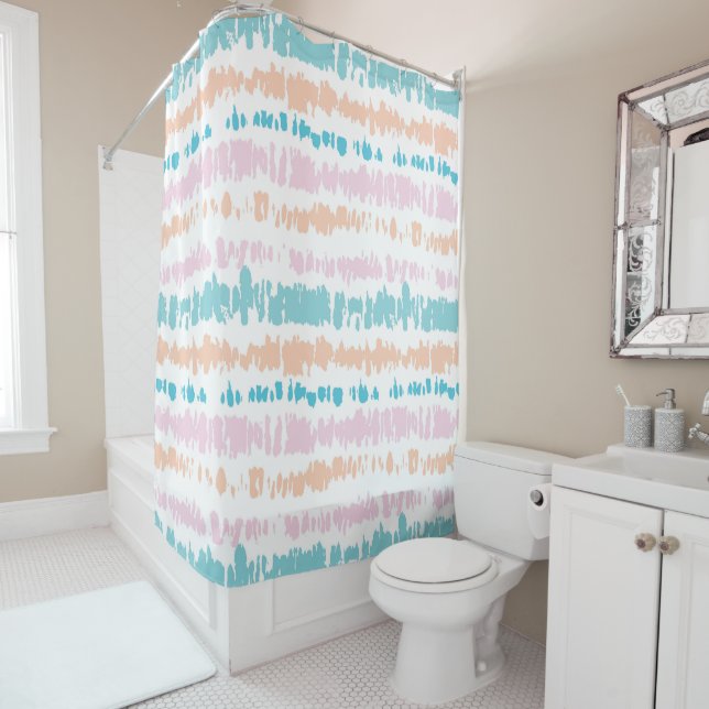 Pastel Batik Pattern Shower Curtain (In Situ)