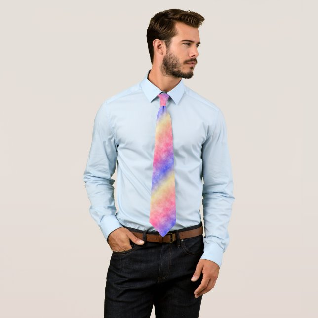 Pastel Batik Rainbow Gradient Pattern Tie (In Situ)