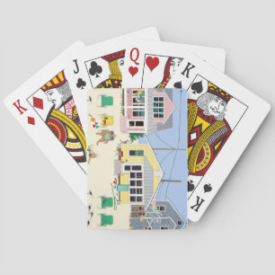 Pastel Beach Cottages Playing Cards