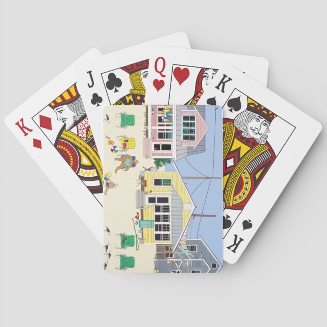 Pastel Beach Cottages Playing Cards (Back)