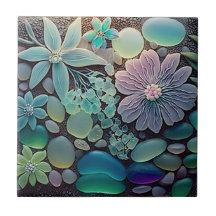 Pastel Beach Glass Flower Mosaic