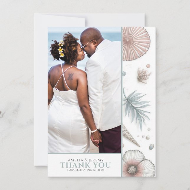 Pastel Beach Save The Date Thank You Card (Front)