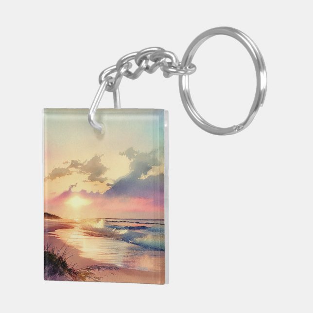 Pastel Beach Sunset Key Ring (Back Right)