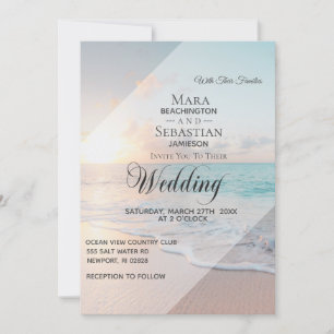 *~* Pastel Beach Sunset Sunrise Wedding Invitation