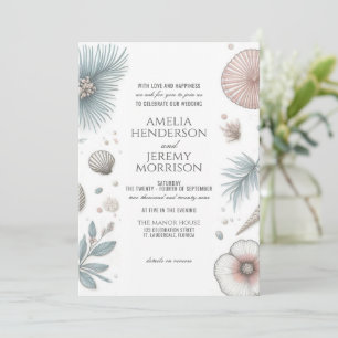 Pastel Beach Wedding Invitation with Details