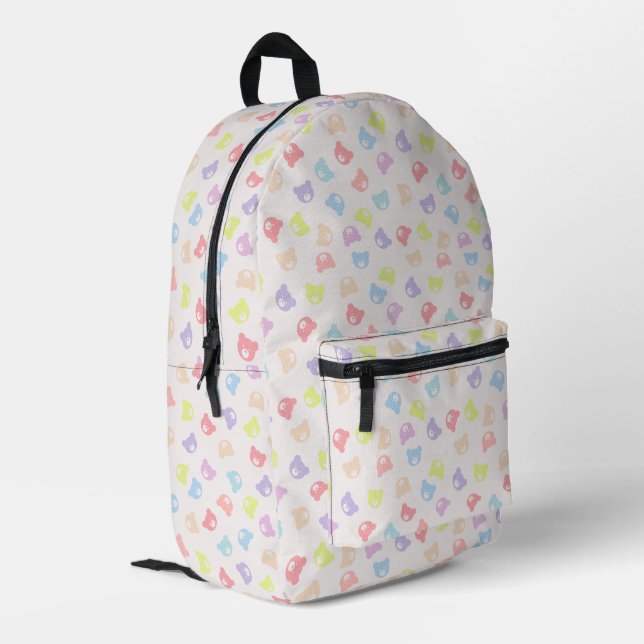 Pastel Bear Parade Printed Backpack (Back Corner Left)