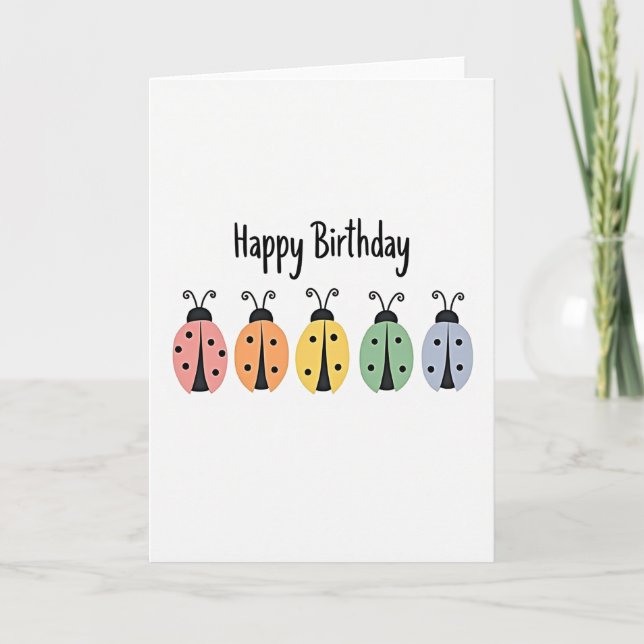 Pastel Beetle Birthday Card (Front)