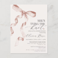 Pastel Beige Coquette Bow Bridal Shower Invite