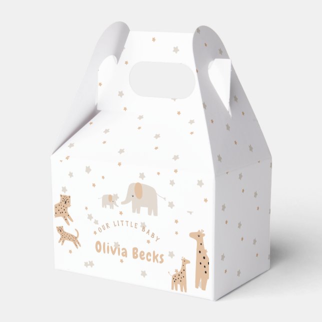 Pastel Beige Cute Illustrative Baby Shower Favour Box (Front Side)