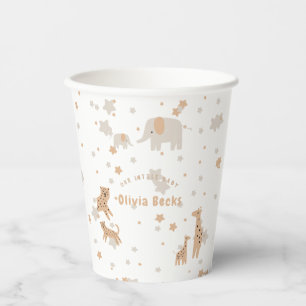Pastel Beige Cute Illustrative Baby Shower Paper Cups