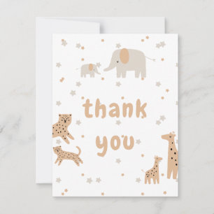 Pastel Beige Cute Illustrative Baby Shower Thank You Card