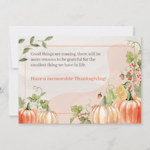 Pastel Beige Floral Thanksgiving Holiday Card