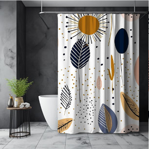 Pastel Beige Leaf Minimal Boho Shower Curtain