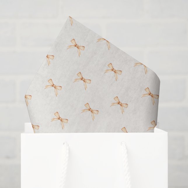 Pastel Beige Tissue Paper with Gold Bow Design (Gift Bag)