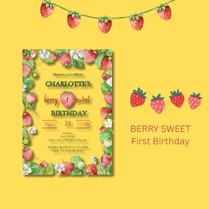 pastel berry sweet first birthday  acrylic invitations