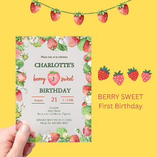 pastel berry sweet first birthday overlay acrylic invitations