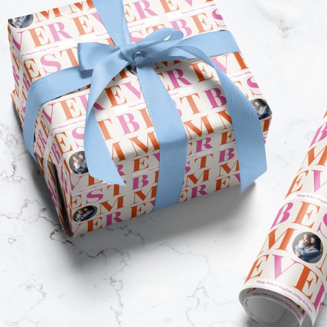 Pastel Best Mum Ever Photo Wrapping Paper (Creator Uploaded)