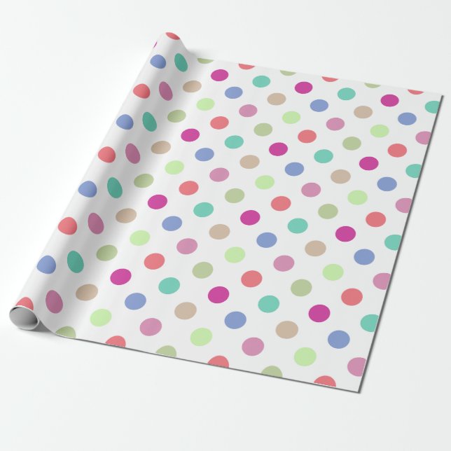 Pastel Big Dot Polka Dot Wrapping Paper (Unrolled)