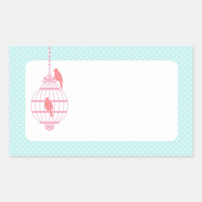 Pastel Birdcage Rectangular Sticker (Front)