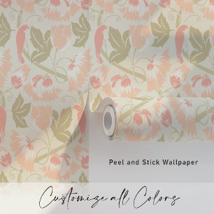 Pastel Birds & Vines Wallpaper