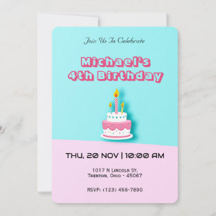 Pastel Birthday Cake with Candles  Invitation