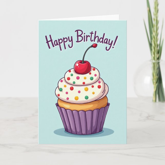 Pastel Birthday Cupcake Card (Front)
