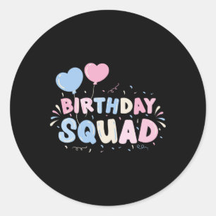Pastel Birthday Squad For Birthday Party Classic Round Sticker