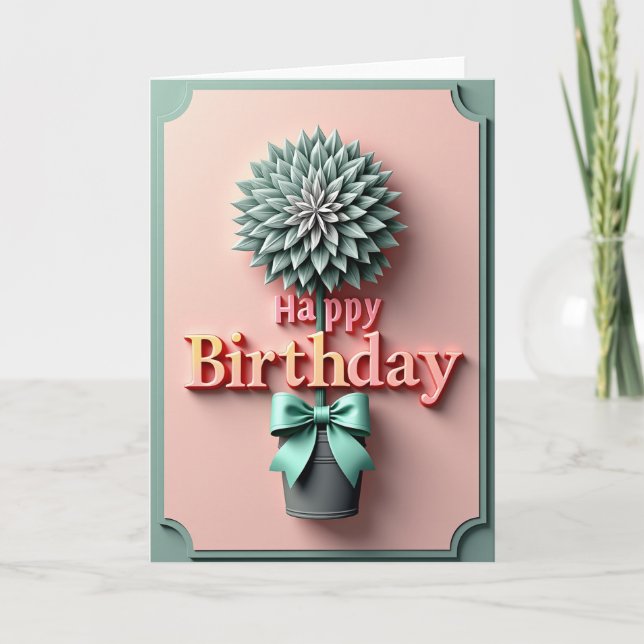Pastel Birthday Topiary Card (Front)