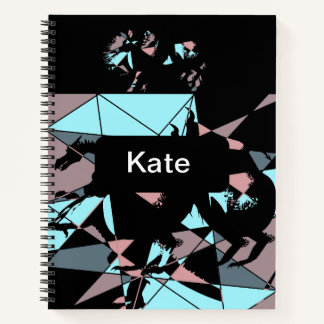 Pastel Black Blue Pink Grey abstract Notebook