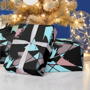 Pastel Black Blue Pink Grey abstract  Wrapping Paper