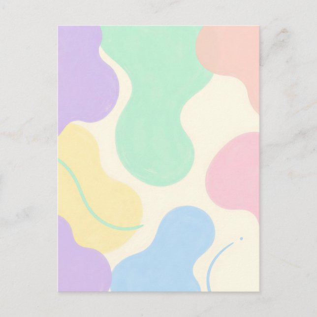 Pastel Blob Abstract Organic Shapes Postcard (Front)