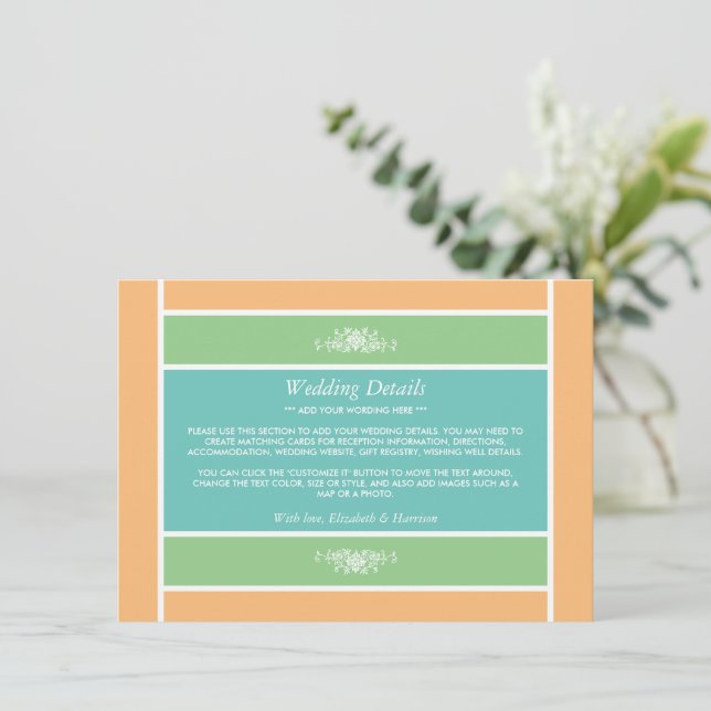 Pastel Block - Tropical Colors - Wedding Detail Enclosure Card (Standing Front)
