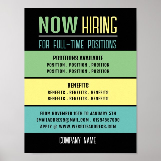Pastel Blocks Job Vacancy Recruitment Advertising Poster (Front)
