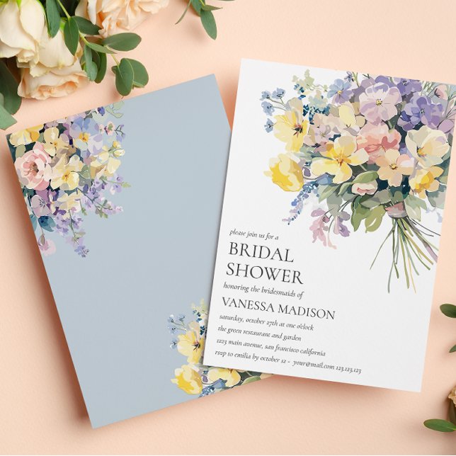 Pastel Bloom BRIDE BOUQUET BRIDAL SHOWER Invitation (Creator Uploaded)