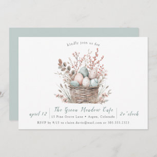 Pastel Bloom Easter Basket Brunch Invitation