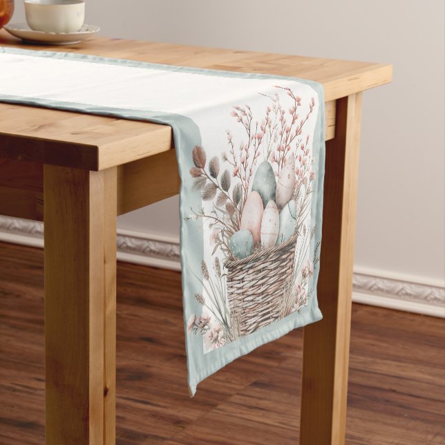 Pastel Bloom Easter Basket Brunch Short Table Runner (In Situ)