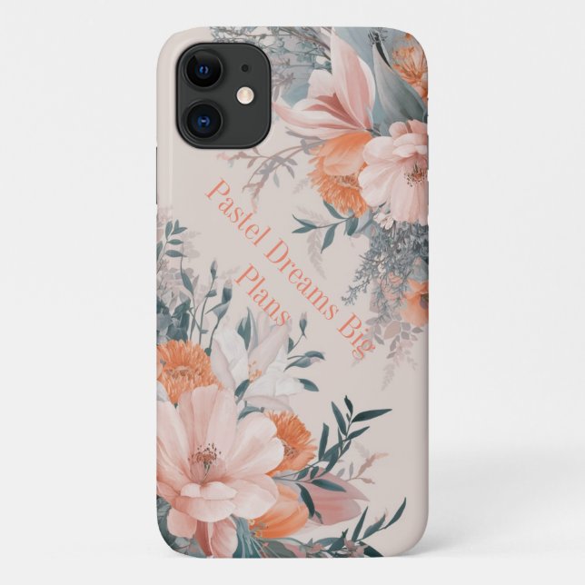 Pastel Bloom Elegance: Floral iPhone/iPad Case (Back)