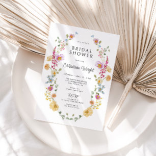 Pastel Bloom Floral Wreath Bridal Shower Invitation