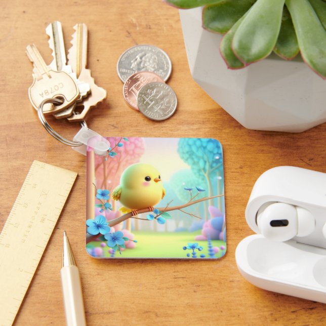 Pastel Bloom Keychain — Floral Charm for Bags & Ke (Desk)