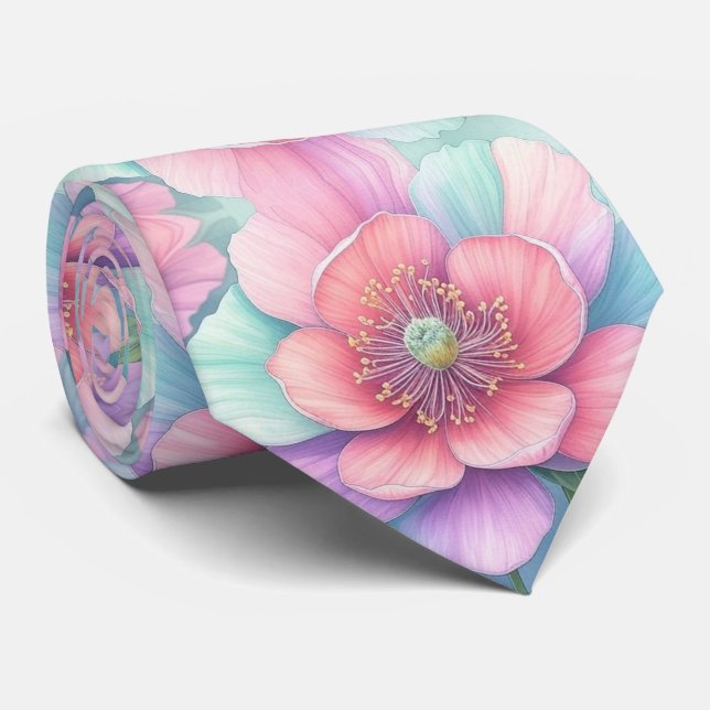Pastel Bloom Tie (Rolled)