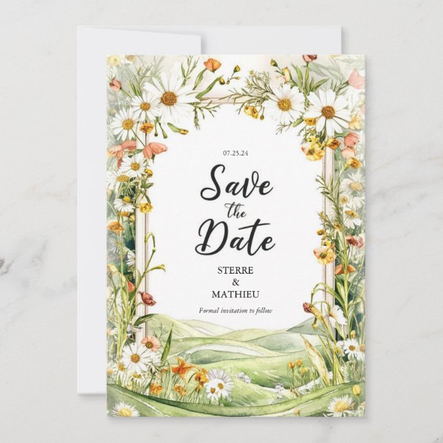 Pastel Bloom Wildflower Wedding Save The Date (Front)