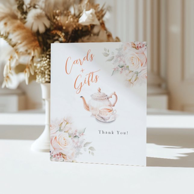 Pastel Blooms Bridal Tea Party Cards and Gifts Pedestal Sign (Creator Uploaded)