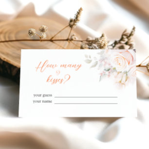 Pastel Blooms How Many Kisses Bridal Shower Game Enclosure Card