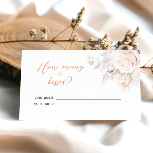 Pastel Blooms How Many Kisses Bridal Shower Game Enclosure Card (Creator Uploaded)