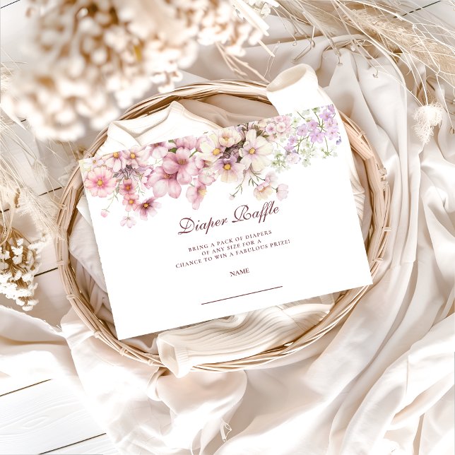 Pastel Blossom Baby Shower Diapper Raffle Enclosure Card (Creator Uploaded)