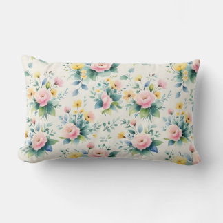 pastel blossom field lumbar cushion