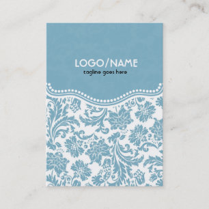 Pastel Blu& White Vintage Floral Damask-Customised Business Card