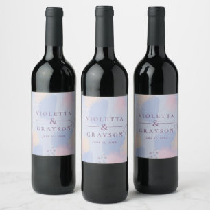 Pastel Blue Abstract Art Wine Label