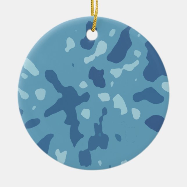 Pastel Blue Abstract Camo Pattern  Ceramic Ornament (Front)